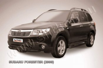 9 799 р. Защита переднего бампер Slitkoff  Subaru Forester  SH (2008-2013) (Цвет: серебристый)  с доставкой в г. Санкт‑Петербург. Увеличить фотографию 1