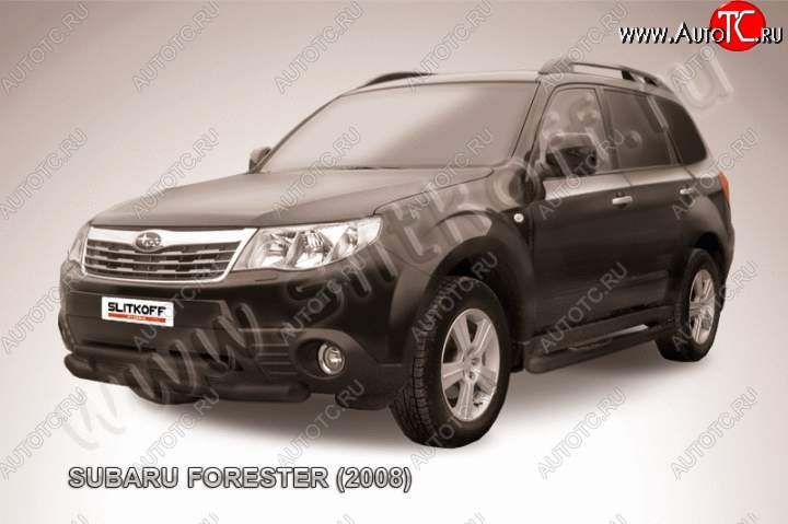 9 799 р. Защита переднего бампер Slitkoff Subaru Forester SH (2008-2013) (Цвет: серебристый)  с доставкой в г. Санкт‑Петербург