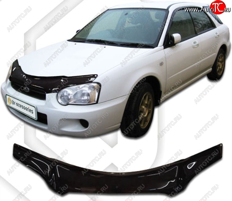 1 999 р. Дефлектор капота (GD2, GDA) CA-Plastiс  Subaru Impreza ( GD,  GG) (2002-2005) седан 1-ый рестайлинг, хэтчбэк 1-ый рестайлинг (Classic черный, Без надписи)  с доставкой в г. Санкт‑Петербург