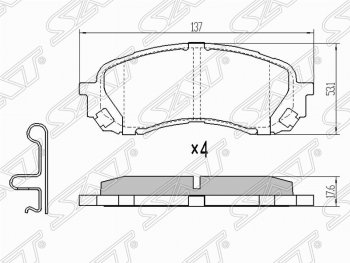 1 099 р. Колодки тормозные (передние) SAT (Китай)  Subaru Forester  SH - Impreza ( GE,  GH)  с доставкой в г. Санкт‑Петербург. Увеличить фотографию 1