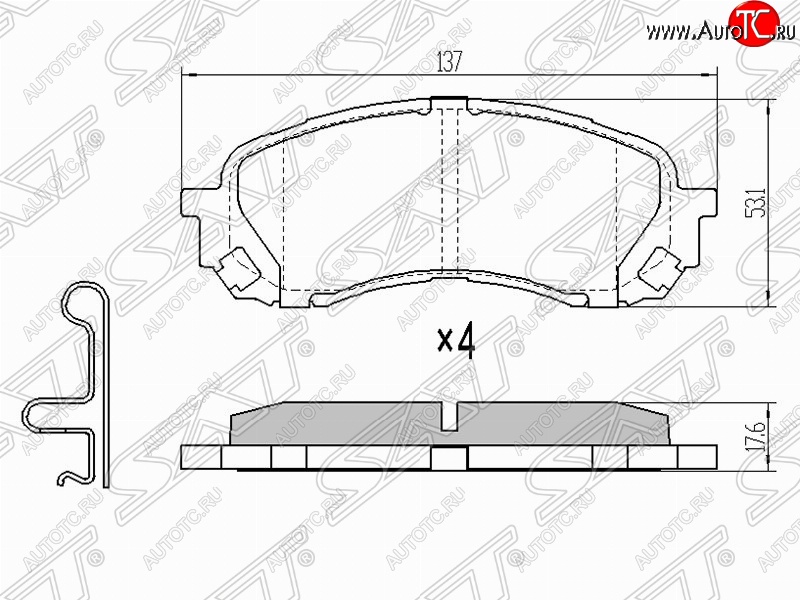 1 099 р. Колодки тормозные (передние) SAT (Китай)  Subaru Forester  SH - Impreza ( GE,  GH)  с доставкой в г. Санкт‑Петербург