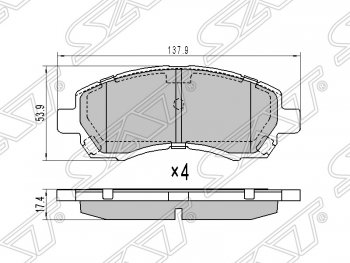 1 169 р. Колодки тормозные SAT (передние) Subaru Legacy BH/BE12 универсал (1998-2003)  с доставкой в г. Санкт‑Петербург. Увеличить фотографию 1