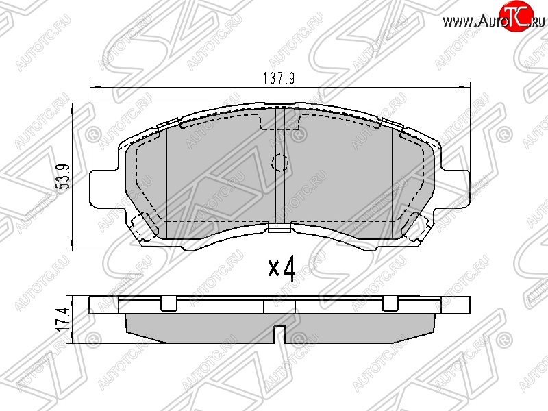 1 169 р. Колодки тормозные SAT (передние) Subaru Legacy BH/BE12 универсал (1998-2003)  с доставкой в г. Санкт‑Петербург