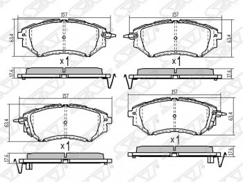 1 439 р. Колодки тормозные SAT (передние) Subaru Legacy BL/B13 дорестайлинг седан (2003-2006)  с доставкой в г. Санкт‑Петербург. Увеличить фотографию 1