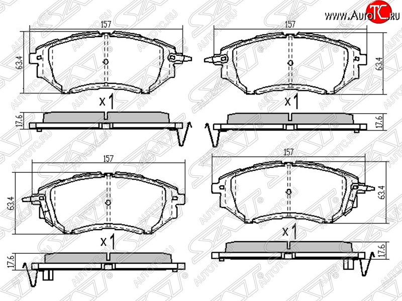 1 439 р. Колодки тормозные SAT (передние) Subaru Legacy BL/B13 дорестайлинг седан (2003-2006)  с доставкой в г. Санкт‑Петербург