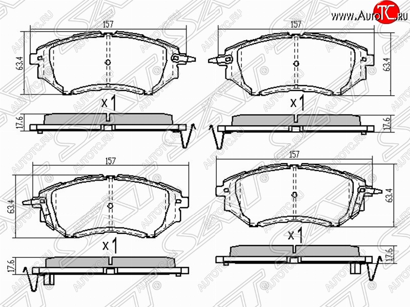 1 439 р. Колодки тормозные (передние) SAT  Subaru Legacy ( BL/B13,  BL,B13) - Tribeca  с доставкой в г. Санкт‑Петербург