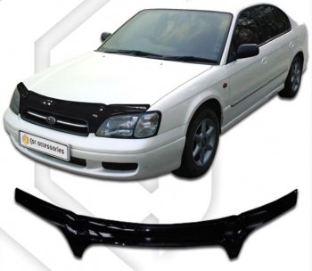 2 199 р. Дефлектор капота (BE5, BE9, BEE) CA-Plastiс Subaru Legacy BH/BE12 универсал (1998-2003) (Classic черный, Без надписи)  с доставкой в г. Санкт‑Петербург. Увеличить фотографию 1