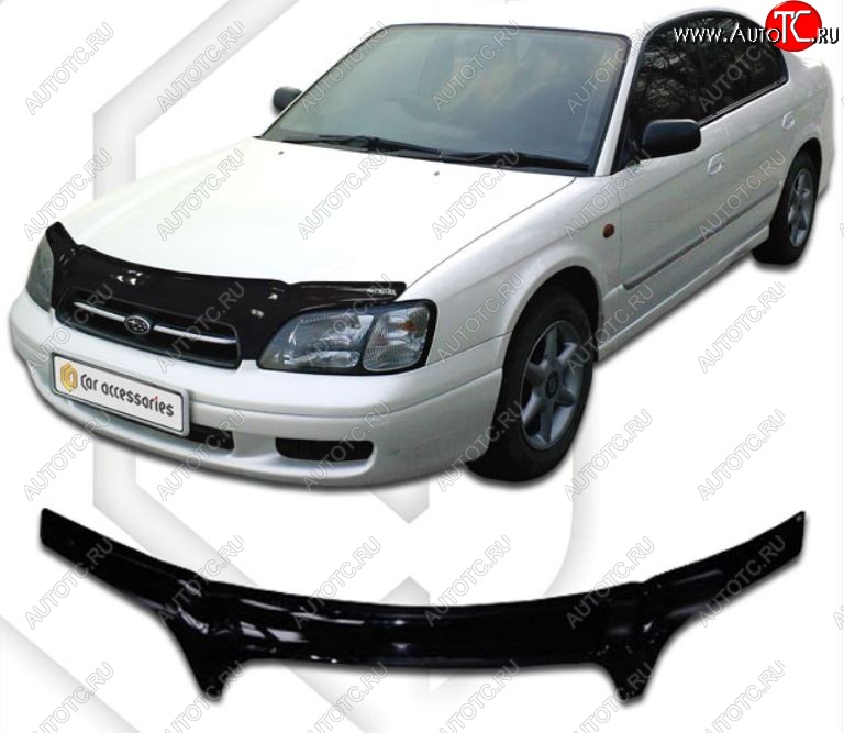 2 199 р. Дефлектор капота (BE5, BE9, BEE) CA-Plastiс Subaru Legacy BH/BE12 универсал (1998-2003) (Classic черный, Без надписи)  с доставкой в г. Санкт‑Петербург