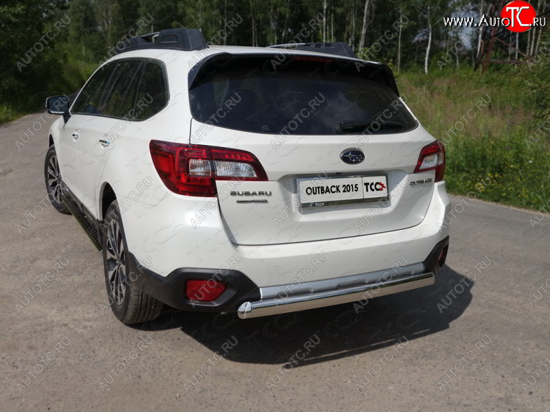 16 299 р. Защита заднего бампера (овальная) ТСС (нержавейка d 75х42 мм)  Subaru Outback  BS/B15 (2014-2021) дорестайлинг универсал, рестайлинг универсал  с доставкой в г. Санкт‑Петербург