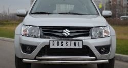 16 999 р. Защита переднего бампера (2 трубыØ63 и 42 мм, нержавейка) Russtal Suzuki Grand Vitara JT 3 двери 2-ой рестайлинг (2012-2016)  с доставкой в г. Санкт‑Петербург. Увеличить фотографию 2