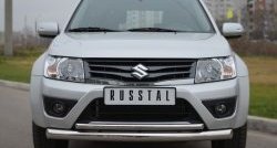 Защита переднего бампера (2 трубыØ76 и 42 мм, нержавейка) Russtal Suzuki Grand Vitara JT 3 двери 2-ой рестайлинг (2012-2016)