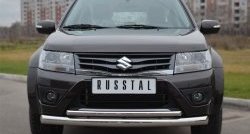 18 799 р. Защита переднего бампера (2 трубыØ76 и 42 мм, нержавейка) Russtal Suzuki Grand Vitara JT 5 дверей 2-ой рестайлинг (2012-2016)  с доставкой в г. Санкт‑Петербург. Увеличить фотографию 1