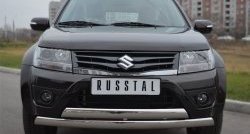 27 999 р. Защита переднего бампера (2 трубыØ75х42 мм, нержавейка) Russtal Suzuki Grand Vitara JT 5 дверей 2-ой рестайлинг (2012-2016)  с доставкой в г. Санкт‑Петербург. Увеличить фотографию 1