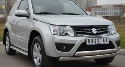 22 299 р. Защита переднего бампера (2 трубыØ75х42 мм, нержавейка) Russtal Suzuki Grand Vitara JT 3 двери 2-ой рестайлинг (2012-2016)  с доставкой в г. Санкт‑Петербург. Увеличить фотографию 4