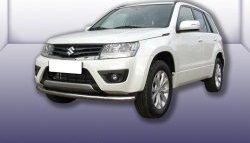 9 399 р. Одинарная защита переднего бампера из трубы диаметром 57 мм Slitkoff Suzuki Grand Vitara JT 3 двери 2-ой рестайлинг (2012-2016) (Цвет: нержавеющая полированная сталь)  с доставкой в г. Санкт‑Петербург. Увеличить фотографию 1