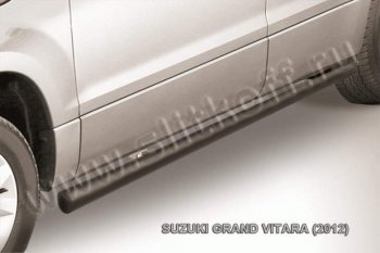 8 549 р. Защита порогов Slitkoff  Suzuki Grand Vitara  JT 5 дверей (2012-2016) 2-ой рестайлинг (Цвет: серебристый)  с доставкой в г. Санкт‑Петербург. Увеличить фотографию 1