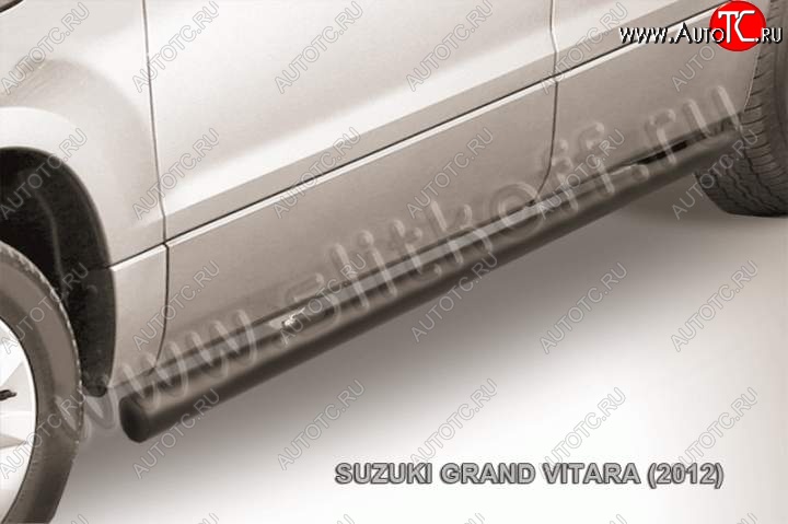 8 549 р. Защита порогов Slitkoff  Suzuki Grand Vitara  JT 5 дверей (2012-2016) 2-ой рестайлинг (Цвет: серебристый)  с доставкой в г. Санкт‑Петербург