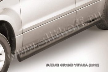 9 199 р. Защита порогов Slitkoff  Suzuki Grand Vitara  JT 5 дверей (2012-2016) 2-ой рестайлинг (Цвет: серебристый)  с доставкой в г. Санкт‑Петербург. Увеличить фотографию 1