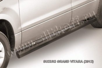 10 749 р. Защита порогов Slitkoff  Suzuki Grand Vitara  JT 5 дверей (2012-2016) 2-ой рестайлинг (Цвет: серебристый)  с доставкой в г. Санкт‑Петербург. Увеличить фотографию 1