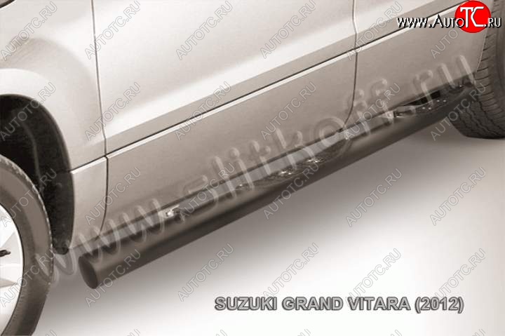 10 749 р. Защита порогов Slitkoff  Suzuki Grand Vitara  JT 5 дверей (2012-2016) 2-ой рестайлинг (Цвет: серебристый)  с доставкой в г. Санкт‑Петербург