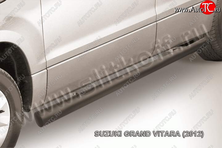 9 199 р. Защита порогов Slitkoff  Suzuki Grand Vitara  JT 5 дверей (2012-2016) 2-ой рестайлинг (Цвет: серебристый)  с доставкой в г. Санкт‑Петербург