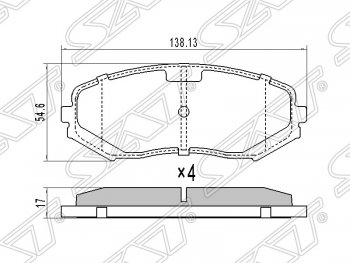 1 199 р. Колодки тормозные SAT (передние)  Suzuki Escudo ( 5,  3) - Grand Vitara ( JT 5 дверей,  JT 3 двери)  с доставкой в г. Санкт‑Петербург. Увеличить фотографию 1