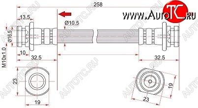 519 р. Тормозной шланг SAT (задний, левый)  Suzuki Escudo  2 - Grand Vitara ( FTB03 3 двери,  3TD62, TL52 5 дверей)  с доставкой в г. Санкт‑Петербург