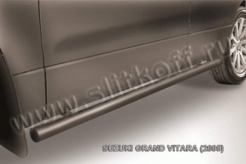 8 549 р. Защита порогов Slitkoff Suzuki Grand Vitara JT 5 дверей 1-ый рестайлинг (2008-2012) (Цвет: серебристый)  с доставкой в г. Санкт‑Петербург. Увеличить фотографию 1