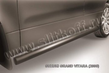 9 199 р. Защита порогов Slitkoff  Suzuki Grand Vitara  JT 5 дверей (2008-2012) 1-ый рестайлинг (Цвет: серебристый)  с доставкой в г. Санкт‑Петербург. Увеличить фотографию 1