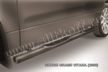 10 749 р. Защита порогов Slitkoff  Suzuki Grand Vitara ( JT 5 дверей,  JT 3 двери) (2005-2008) дорестайлинг, дорестайлинг (Цвет: серебристый)  с доставкой в г. Санкт‑Петербург. Увеличить фотографию 1