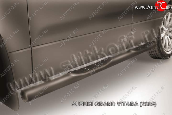 10 749 р. Защита порогов Slitkoff Suzuki Grand Vitara JT 3 двери дорестайлинг (2005-2008) (Цвет: серебристый)  с доставкой в г. Санкт‑Петербург