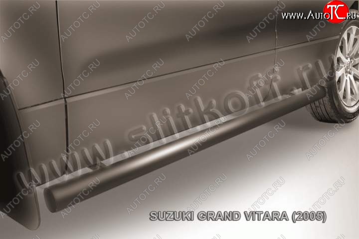 9 199 р. Защита порогов Slitkoff  Suzuki Grand Vitara  JT 5 дверей (2008-2012) 1-ый рестайлинг (Цвет: серебристый)  с доставкой в г. Санкт‑Петербург