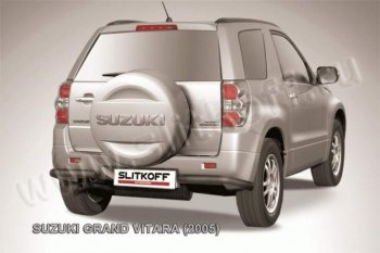 4 399 р. Защита заднего бампера (уголки d57) Slitkoff  Suzuki Grand Vitara  JT 3 двери (2005-2008) дорестайлинг (Цвет: серебристый)  с доставкой в г. Санкт‑Петербург. Увеличить фотографию 1