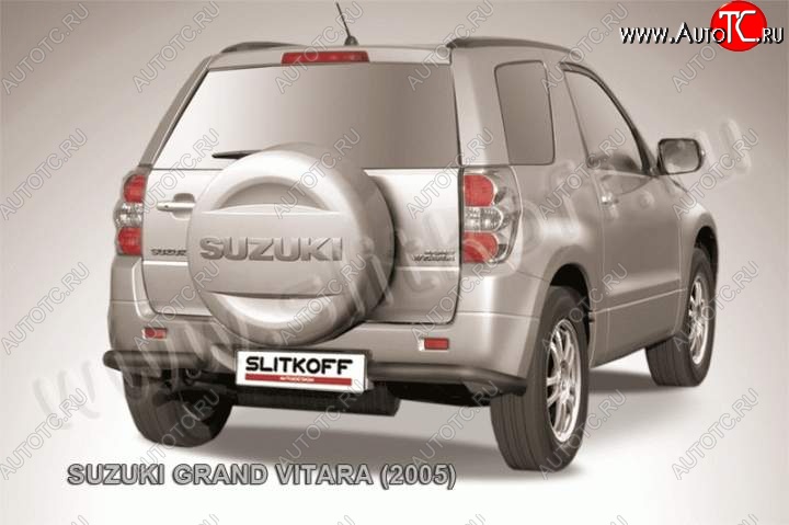 4 399 р. Защита заднего бампера (уголки d57) Slitkoff  Suzuki Grand Vitara  JT 3 двери (2005-2008) дорестайлинг (Цвет: серебристый)  с доставкой в г. Санкт‑Петербург