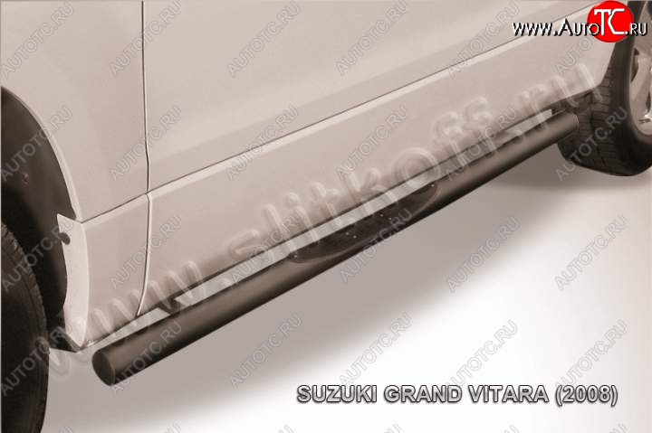 10 749 р. Защита порогов Slitkoff  Suzuki Grand Vitara  JT 3 двери (2005-2008) дорестайлинг (Цвет: серебристый)  с доставкой в г. Санкт‑Петербург