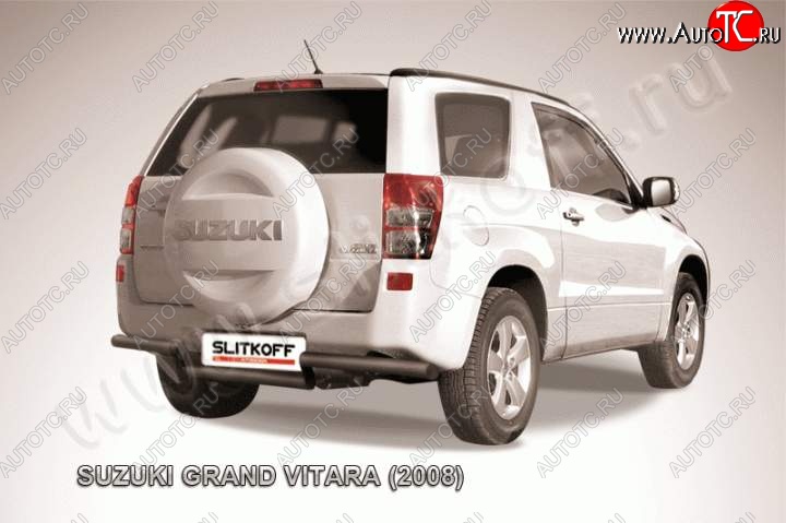 7 649 р. Защита задняя Slitkoff  Suzuki Grand Vitara  JT 3 двери (2005-2008) дорестайлинг (Цвет: серебристый)  с доставкой в г. Санкт‑Петербург