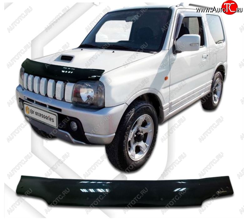 2 399 р. Дефлектор капота CA-Plastiс  Suzuki Jimny  JB23/JB43 (2002-2012) 1-ый рестайлинг (Classic черный, Без надписи)  с доставкой в г. Санкт‑Петербург