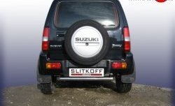 3 999 р. Одинарная защита заднего бампера из трубы диаметром 57 мм Slitkoff  Suzuki Jimny  JB23/JB43 (1998-2001) дорестайлинг (Цвет: нержавеющая полированная сталь)  с доставкой в г. Санкт‑Петербург. Увеличить фотографию 1