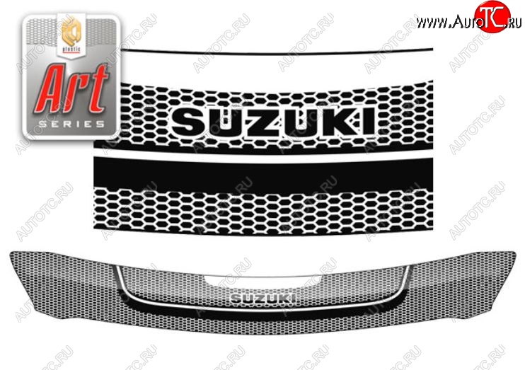 1 989 р. Дефлектор капота CA-Plastiс  Suzuki Swift  ZC72S (2010-2016) (Серия Art графит)  с доставкой в г. Санкт‑Петербург