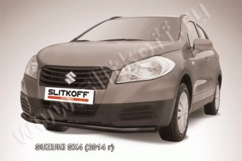 5 999 р. защита переднего бампера Slitkoff Suzuki SX4 JYB, JYA хэтчбэк дорестайлинг (2013-2016) (Цвет: серебристый)  с доставкой в г. Санкт‑Петербург. Увеличить фотографию 1