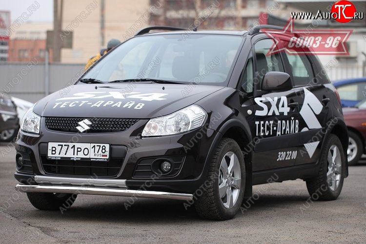 9 404 р. Защита переднего бампера одинарная Souz-96 (d60). Suzuki SX4 JYB, JYA хэтчбэк дорестайлинг (2013-2016)  с доставкой в г. Санкт‑Петербург