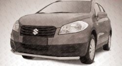 8 699 р. Одинарная защита переднего бампера из трубы диаметром 57 мм Slitkoff Suzuki SX4 JYB, JYA хэтчбэк дорестайлинг (2013-2016) (Цвет: нержавеющая полированная сталь)  с доставкой в г. Санкт‑Петербург. Увеличить фотографию 1