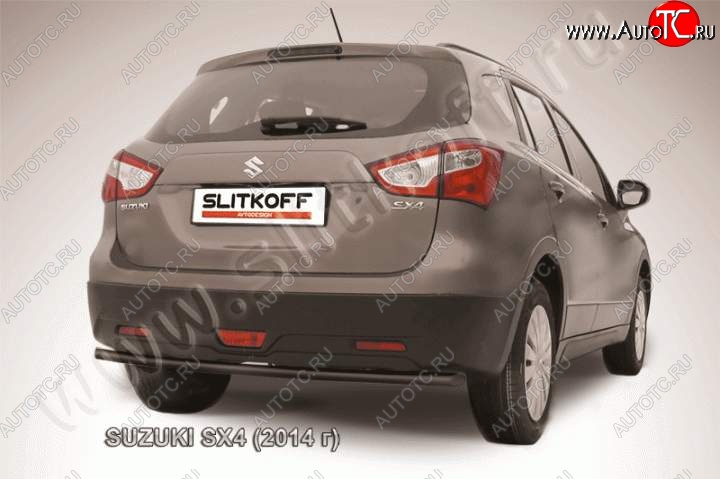 4 799 р. Защита задняя Slitkoff  Suzuki SX4  JYB, JYA (2013-2016) хэтчбэк дорестайлинг (Цвет: серебристый)  с доставкой в г. Санкт‑Петербург