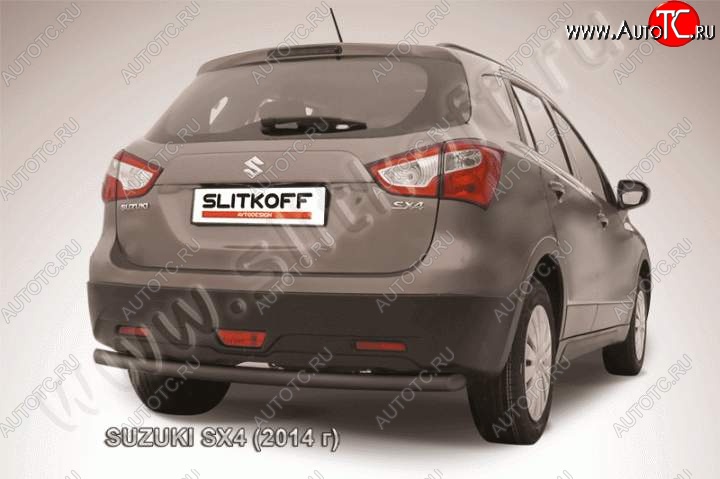 6 599 р. Защита задняя Slitkoff  Suzuki SX4  JYB, JYA (2013-2016) хэтчбэк дорестайлинг (Цвет: серебристый)  с доставкой в г. Санкт‑Петербург