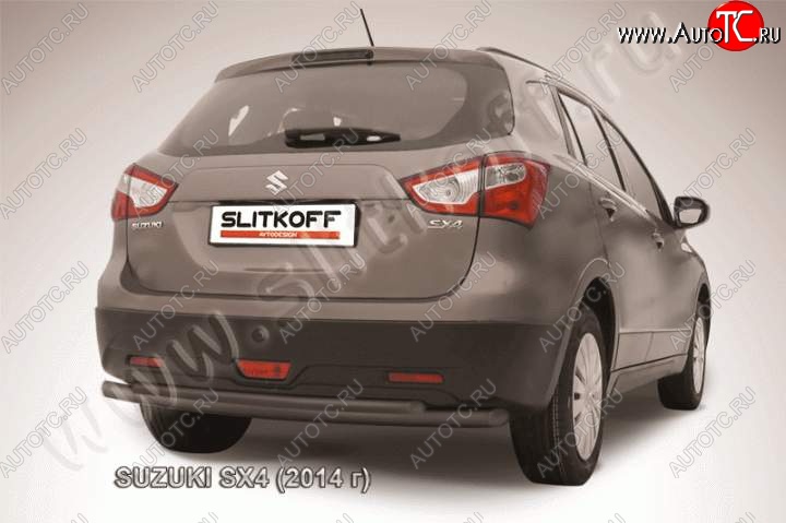 6 999 р. Защита задняя Slitkoff  Suzuki SX4  JYB, JYA (2013-2016) хэтчбэк дорестайлинг (Цвет: серебристый)  с доставкой в г. Санкт‑Петербург