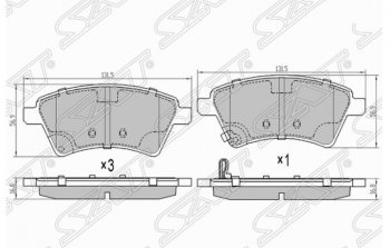 1 369 р. Комплект передних тормозных колодок SAT  Suzuki SX4  GYC21S (2006-2012) дорестайлинг седан  с доставкой в г. Санкт‑Петербург. Увеличить фотографию 1