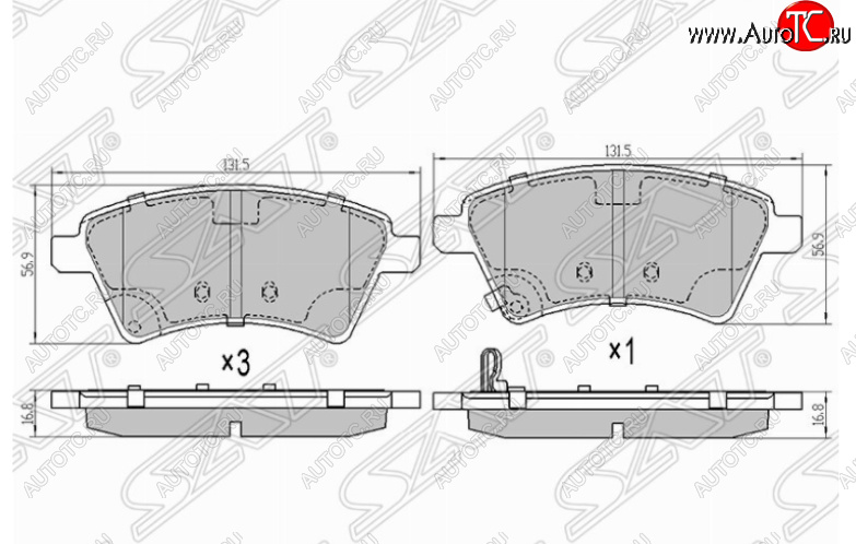 1 369 р. Комплект передних тормозных колодок SAT  Suzuki SX4  GYC21S (2006-2012) дорестайлинг седан  с доставкой в г. Санкт‑Петербург