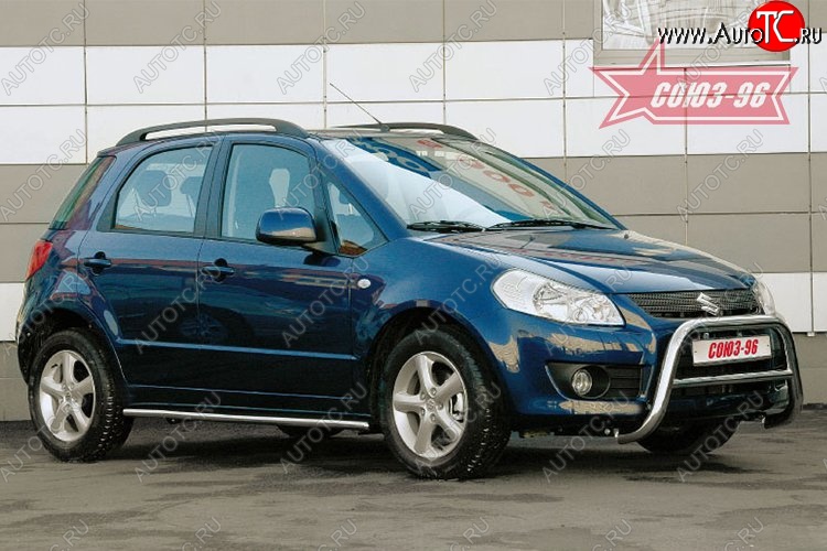 9 899 р. Защита переднего бампера Souz-96 (d60) Suzuki SX4 GYA,GYB  рестайлинг, хэтчбэк (2010-2016)  с доставкой в г. Санкт‑Петербург