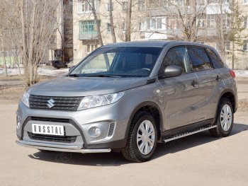 14 599 р. Защита переднего бампера (2 трубыØ42 мм, нержавейка) Russtal Suzuki Vitara LY дорестайлинг (2015-2019)  с доставкой в г. Санкт‑Петербург. Увеличить фотографию 3