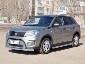 16 999 р. Защита переднего бампера (2 трубы Ø63 и 42 мм, нержавейка) Russtal Suzuki Vitara LY дорестайлинг (2015-2019)  с доставкой в г. Санкт‑Петербург. Увеличить фотографию 3